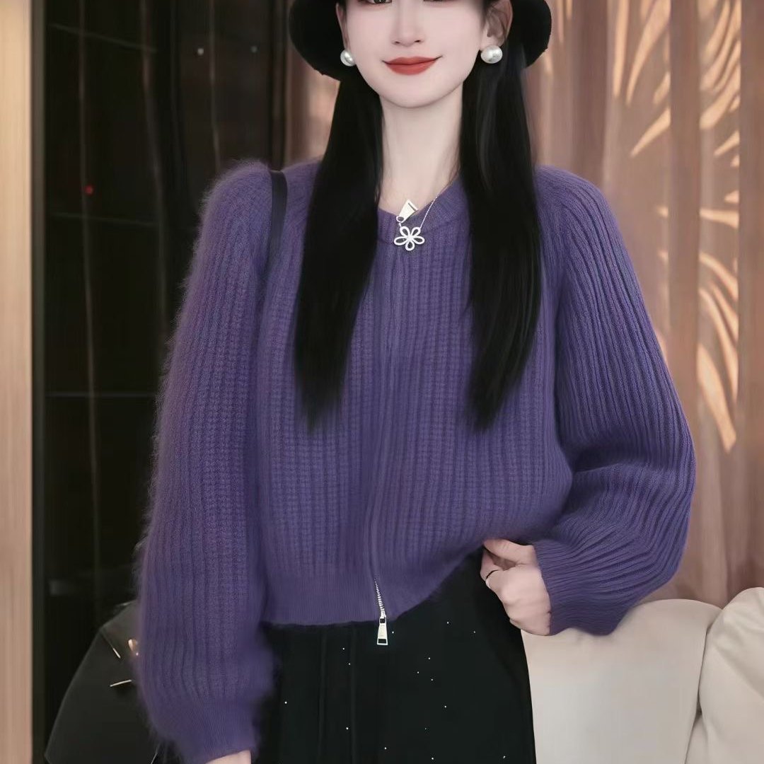 已出货 马海毛针织毛衣女秋冬高级感2025新款慵懒松弛感开衫外套