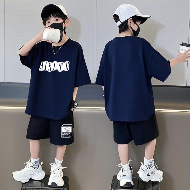 男童夏季套装2026新款潮夏日纯棉上衣中大童装儿童短袖短裤两件套