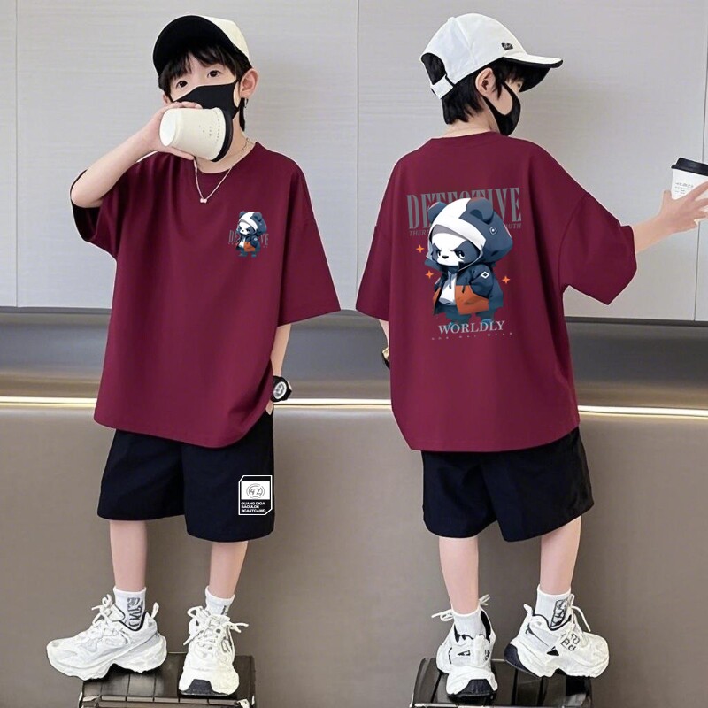 纯棉男童夏装短袖套装运动潮牌酷帅2026夏季新款儿童中大童两件套
