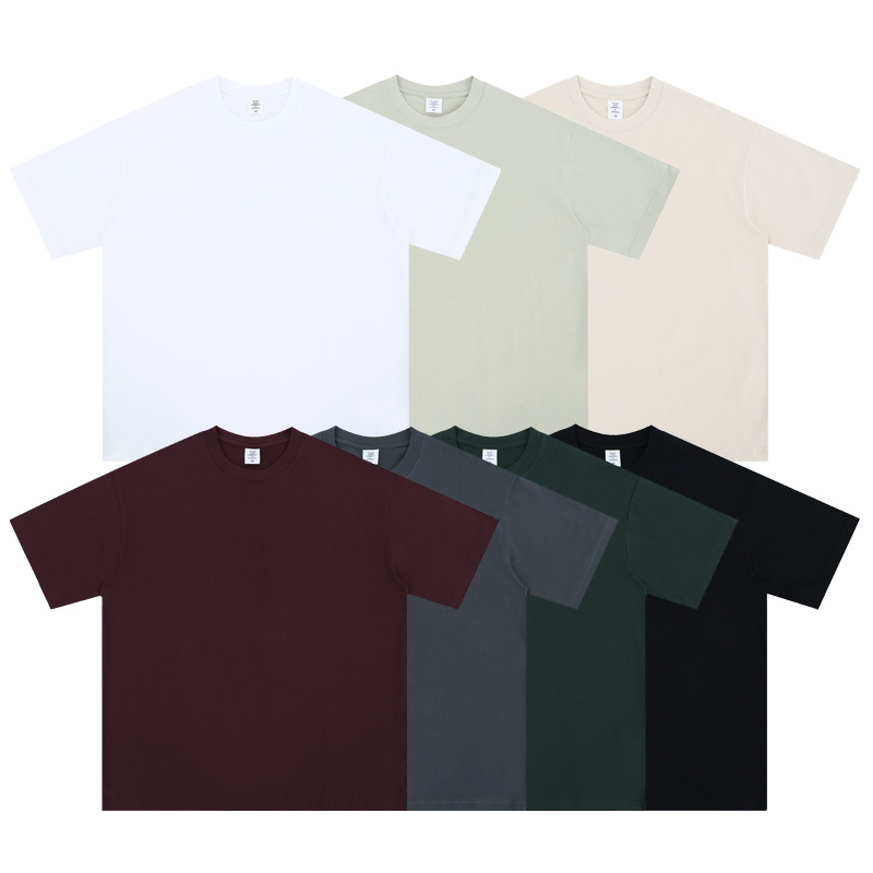 320G重磅大地色系2025春夏新品潮牌美式纯色短袖T恤男女
