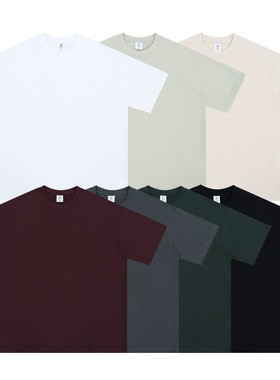 320G重磅大地色系2025春夏新品潮牌美式纯色短袖T恤男女