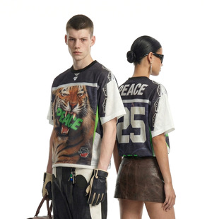 PEACE老虎街头球服26春夏新品欧美数码印透气短袖T恤男