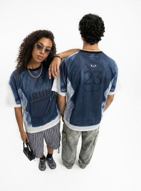 晕染数码印球服短袖T恤2026春夏季新款街头潮牌运动上衣