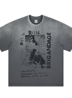 2026春夏新款erd风格纯棉重磅短袖做旧复古圆领T恤宽松