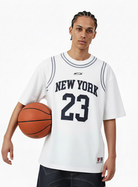 小高领复古运动短袖T恤2026年新款潮牌运动风假两件上衣