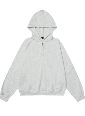 380克重美式潮牌卫衣基础款半拉链设计感痞帅运动连帽衫潮