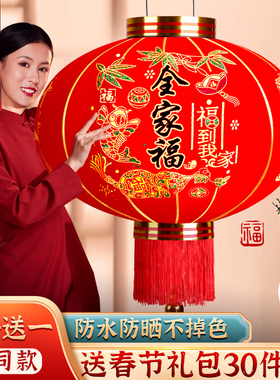 大红灯笼2025新款大门口一对过年装挂饰春节植绒挂件新年蛇年户外