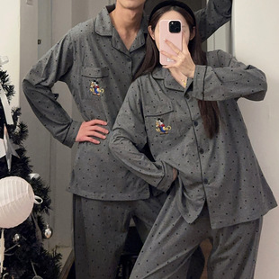 150小个子情侣装睡衣女生秋季新款男士休闲纯棉宽松家居服套装xs