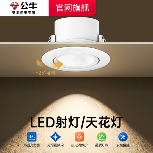 公牛射灯led天花灯嵌入玄关山丘