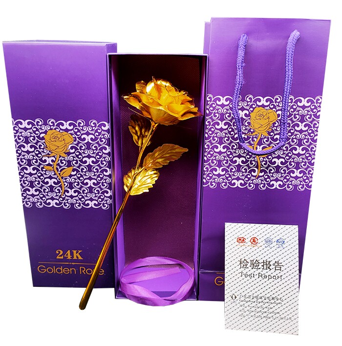 金玫瑰 金箔玫瑰花24k送客户保险定制礼品金店刻字情人节公司活动