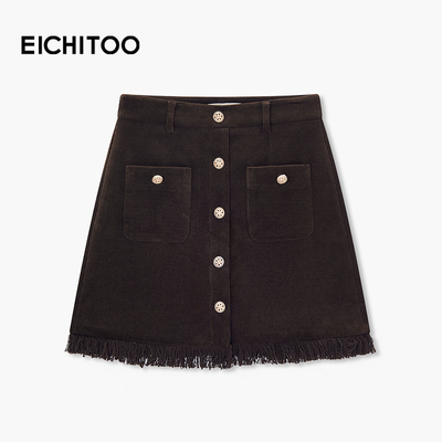 爱居兔游牧风情设计感流苏半身裙2025年冬季新款女百搭单裙