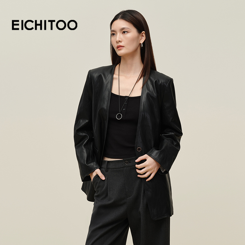 爱居兔柔软干练时尚西服2025年秋季新款宽肩设计通勤时髦西装外套