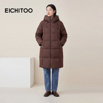 爱居兔零压保暖长款羽绒服2025年冬季新款女连帽防风抗寒冬外套