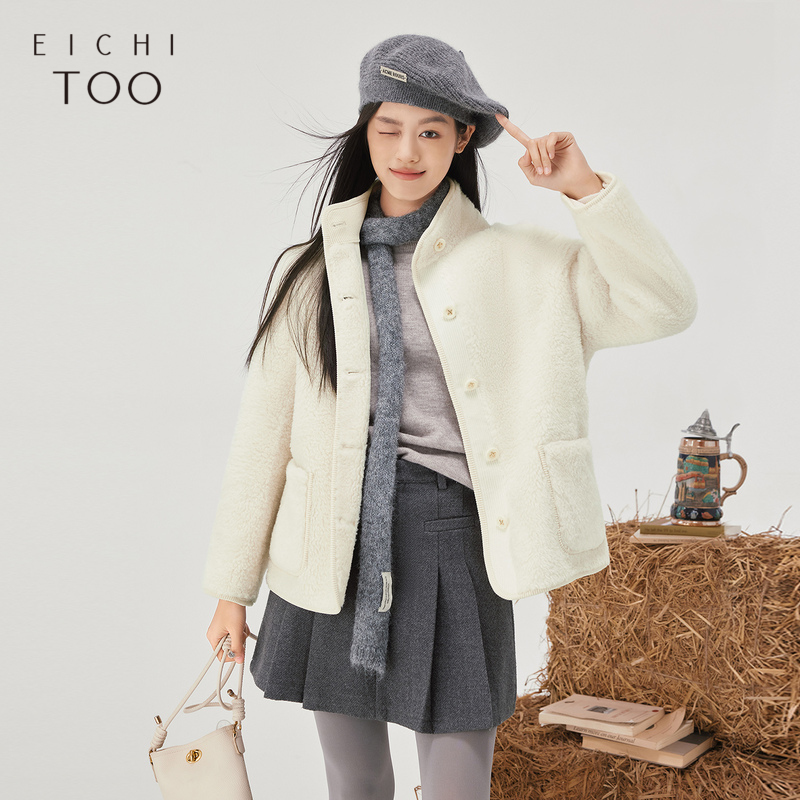 爱居兔仿羊羔绒外套女冬季新款宽松廓形时尚夹克