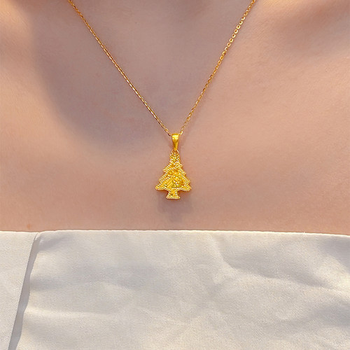 vana足金999圣诞树吊坠女款5G