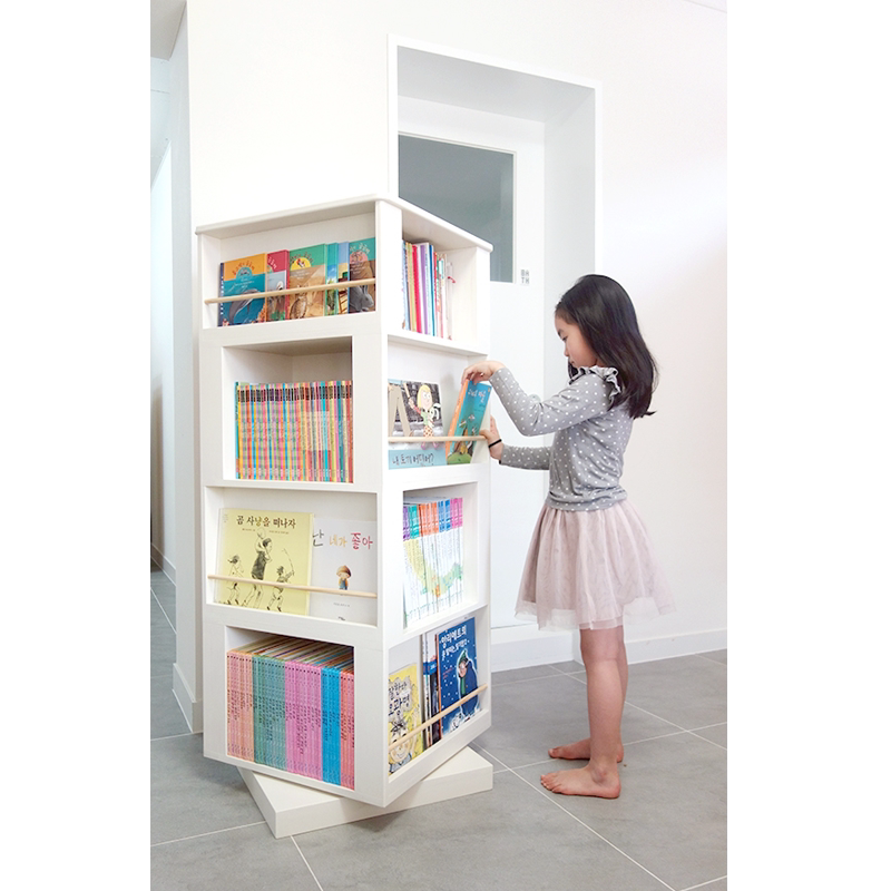 北欧ins实木环保旋转书架绘本架