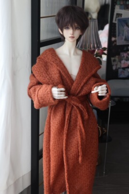 BJD娃衣外套68/70/73/75/77叔长款连帽毛衣开衫外套