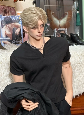 BJD75叔娃衣 yc77娃衣 修身短袖v领 打底衫 壮叔 普叔通穿 am77叔