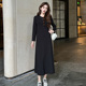 休闲显瘦百搭打底裙黑色连衣裙 2025年秋冬新款 慵懒风女装 韩版 时尚
