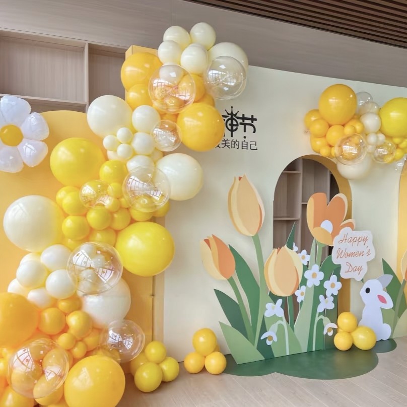 中秋节黄色气球拱门4S店珠宝店气球