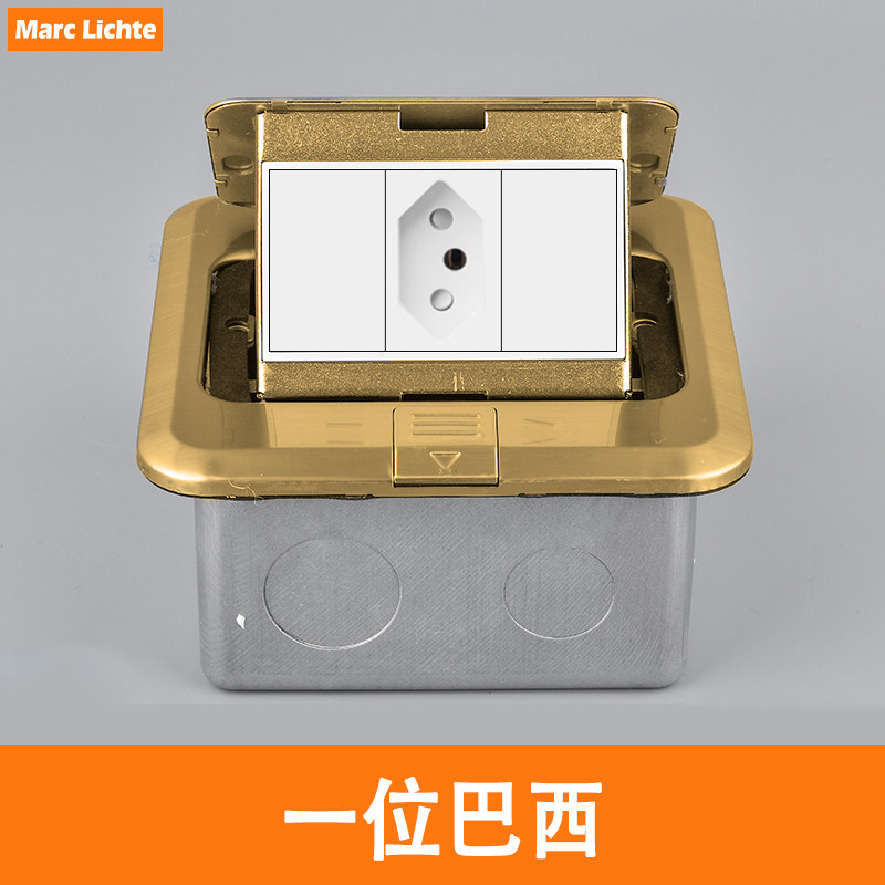120型金色不锈钢弹起式意标地插电源双位意大利带网络5类防水插座