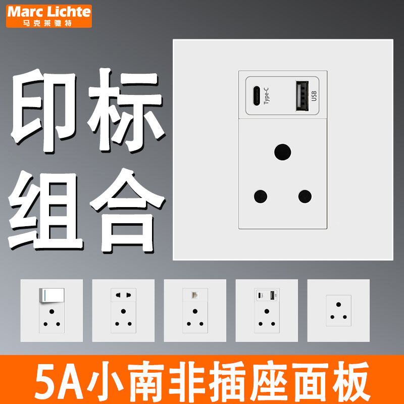 5A小南非3孔插座带网络USB面板