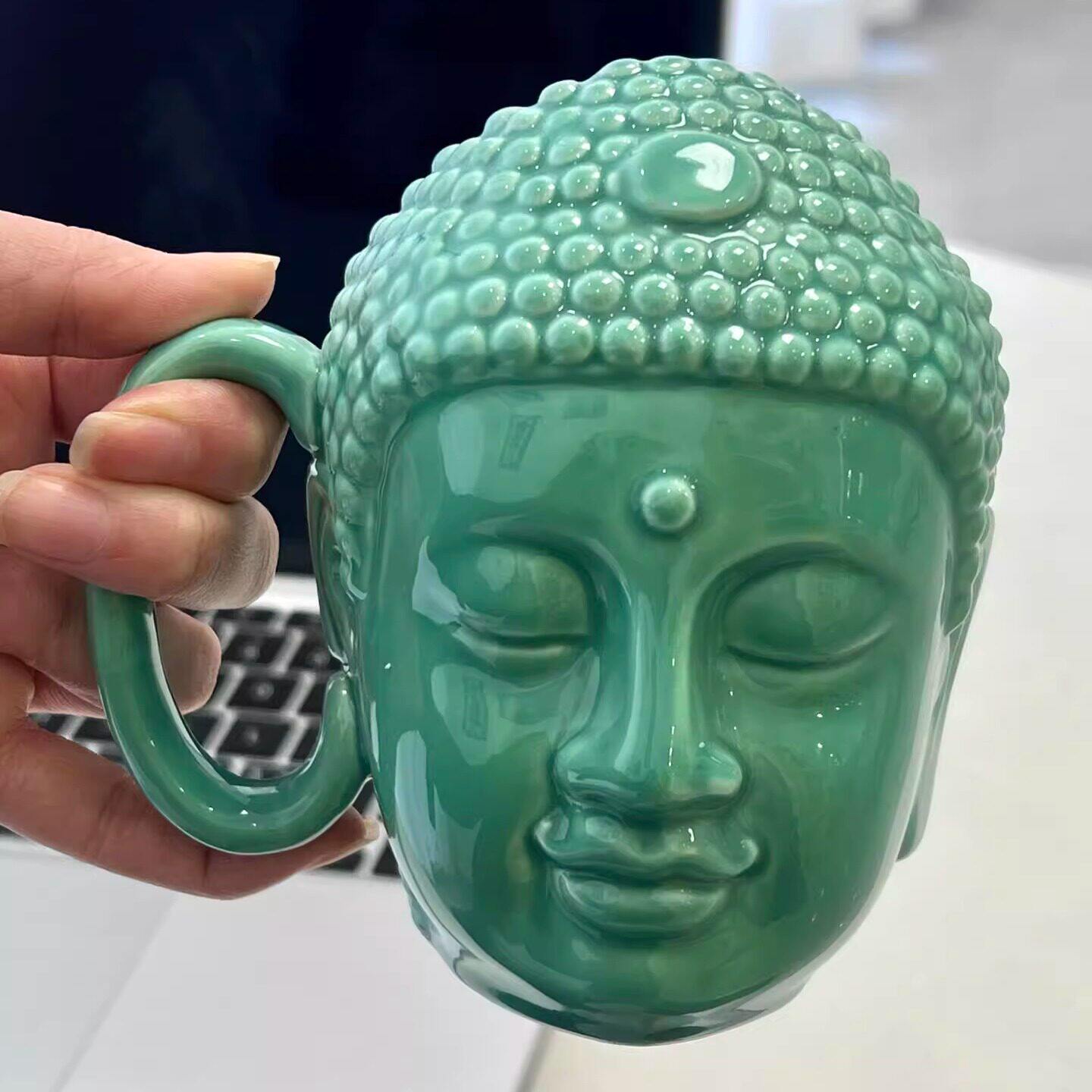 我佛瓷杯稀奇古怪陶瓷佛头马克杯送男女生日礼物玉感佛祖喝水杯子