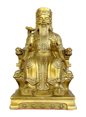 全黄铜土地公神像福德正神摆件