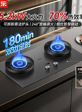万家乐超净燃气灶5.2KW火力嵌入式灶稀土釉面可拆炉头双边定时D