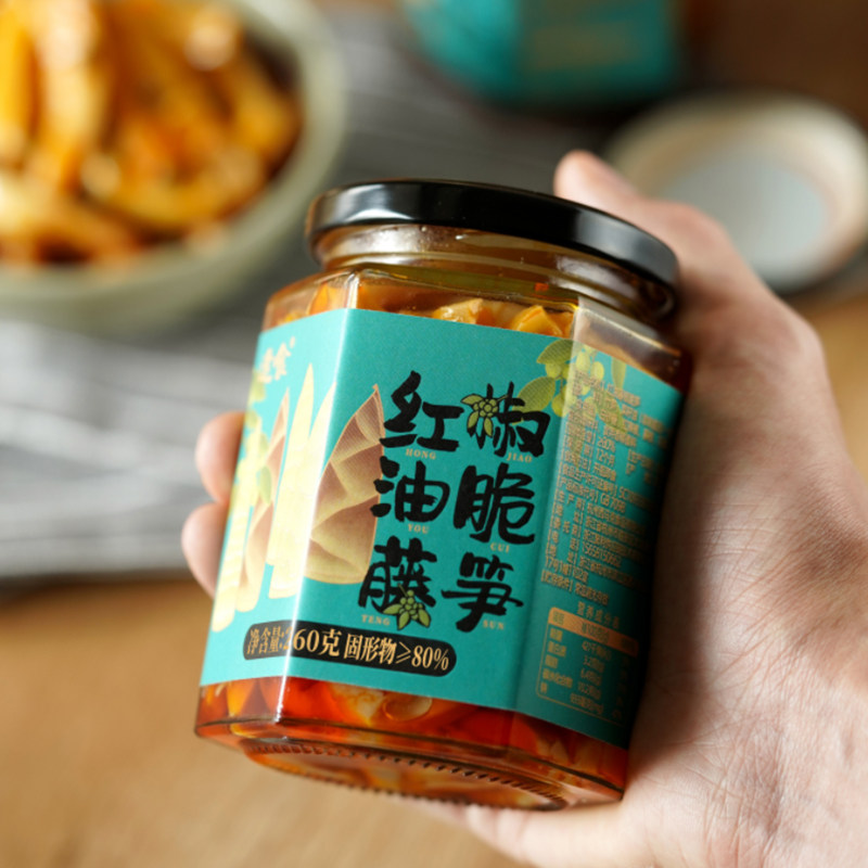 浙江天目山油焖烤笋罐装开袋即食开胃下饭菜临安红油藤椒竹笋袋装