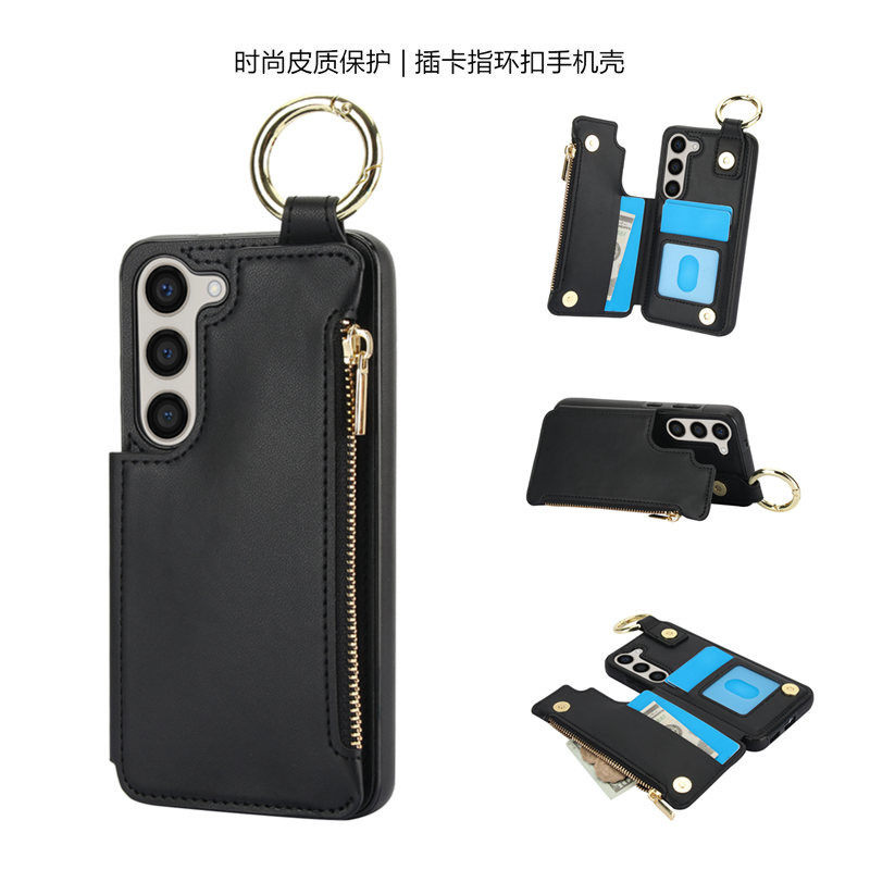 适用拉链钱包 a55 phone case翻盖三星a25手机壳galaxy a35指环支架卡包外壳a15简约a14保护壳a54手机保护套