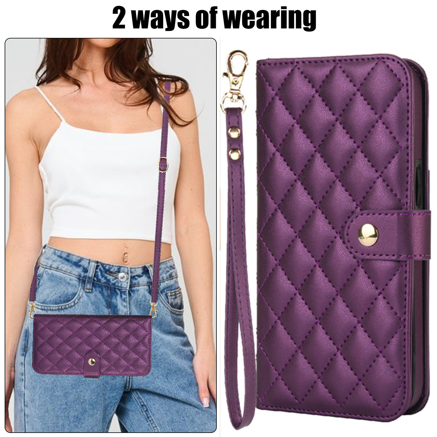 多功能斜挎皮套适用iphone16promax小香风15/14/13翻盖手机壳12mini带盖全包11苹果xs皮套xr新款保护套7挂绳