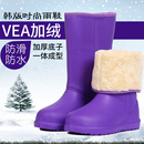 防滑厚底洗车棉雨靴 高筒轻便一体防水鞋 冬季 EVA泡沫超轻加绒雨鞋
