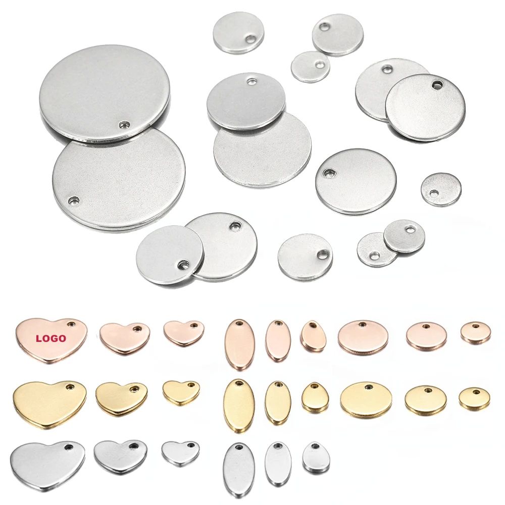 10-50pcs/Lot 6-30mm Stainless Steel Charms Round Stamping Bl