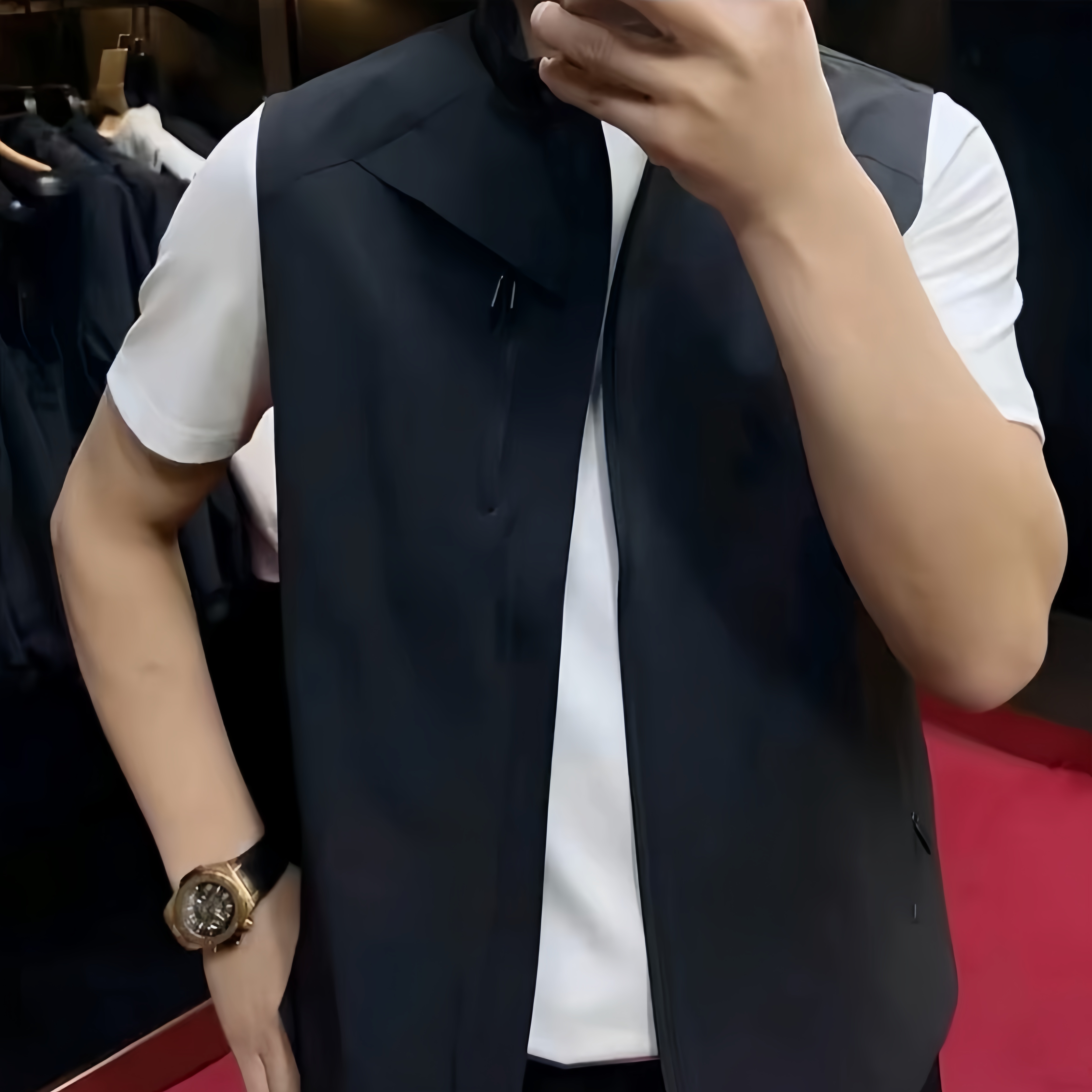 春秋新款男士薄款透气立领款马甲