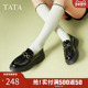 TATA他她黑色小皮鞋 7PJA2AA5 2025春新款 女厚底乐福鞋 百搭真皮单鞋