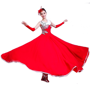 表演新款长裙女开场舞大摆裙斗牛舞裙演出服大合唱服舞台伴舞服装