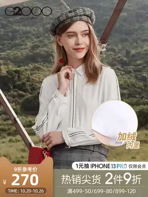 G2000 business commuter women's simple black line casual plus velvet shirt