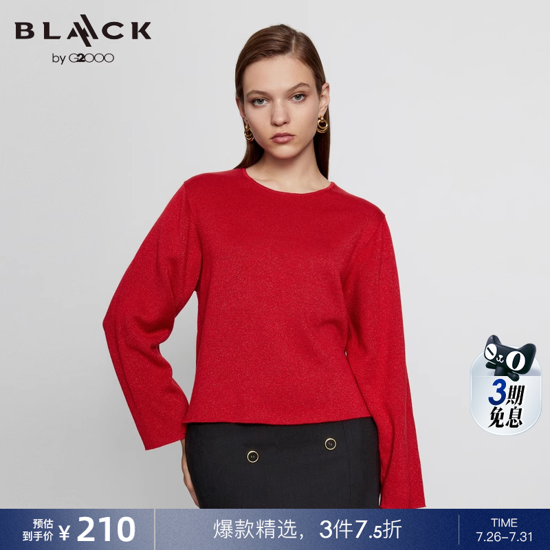 【金丝细闪】G2000女装春商场同款舒适保暖百搭圆领长袖针织衫