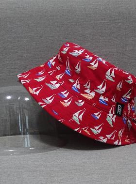 红色夏威夷风帽 渔夫 盆帽 简约复古滑板说唱rapper嘻哈装备系列