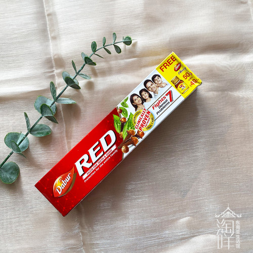 印度Dabur RED尼泊尔阿育吠陀草本植物抗菌护龈清新口气牙膏