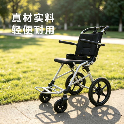 铝合金轮椅折叠超轻便小型可上高铁飞机便携旅行代步车老人手推车