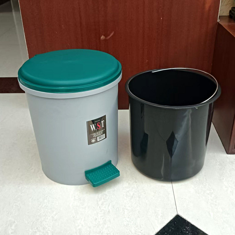塑料脚踏卫生桶圆5.5L至20升大小号翻盖家用办公医院垃圾桶带内桶