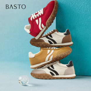 平底女运动休闲鞋 赛车鞋 I0902CM5 复古德训鞋 百思图秋商场新款