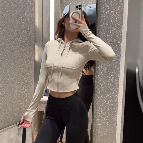 新款秋冬瑜伽收腰鱼骨修身外套