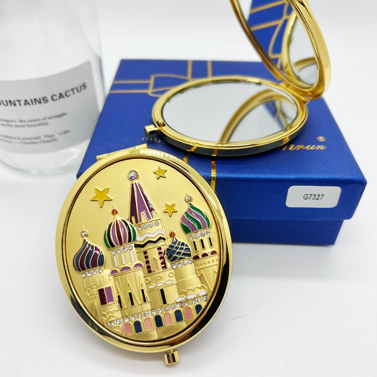 俄罗斯小镜子双面折叠随身旅游纪念品小礼物欧式精品伴手礼放大银