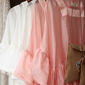 仙仙 透 自由唯美珠光天丝棉轻薄柚子粉白色宽松外搭连衣裙