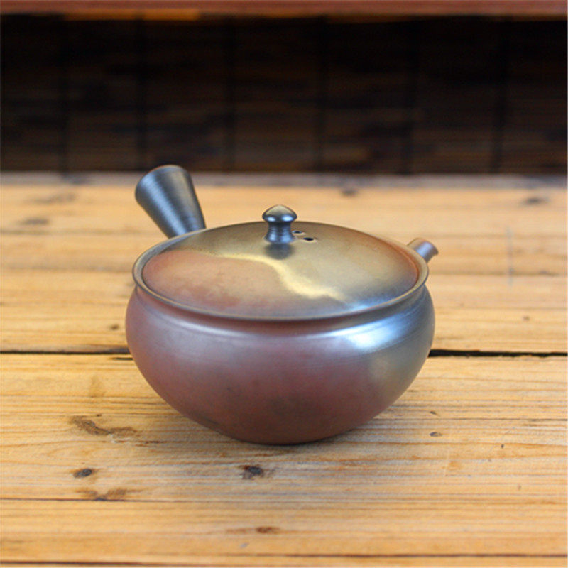 日本常滑烧九宫壶水野阳景 火窑变侧把日式纯手工急须泡茶急须壶