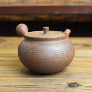 日本常滑烧九宫壶清水北条南蛮肌横筋陶泥横手侧把日式泡茶急须壶