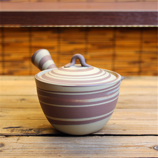 日本常滑烧已故匠人 甜甜圈敞口搅泥横手侧把快出急须 浅井乐然作